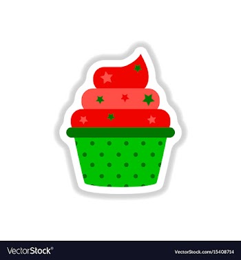 In paper sticker style cupcake vector image