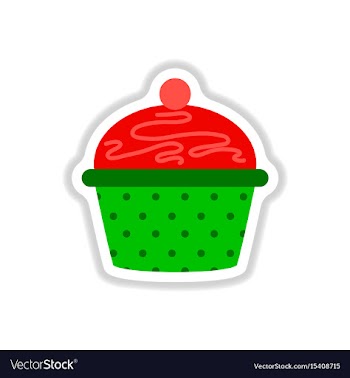 In paper sticker style cupcake vector image