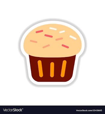 In paper sticker style cupcake vector image