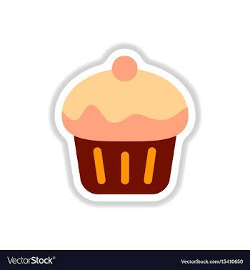 In paper sticker style cupcake vector image