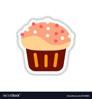 In paper sticker style cupcake vector image