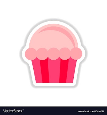 In paper sticker style cupcake vector image
