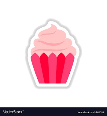 In paper sticker style cupcake vector image