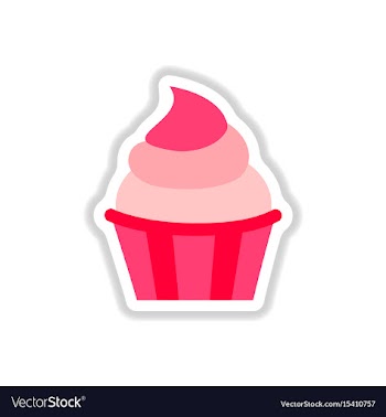 In paper sticker style cupcake vector image