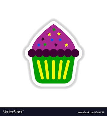 In paper sticker style cupcake vector image