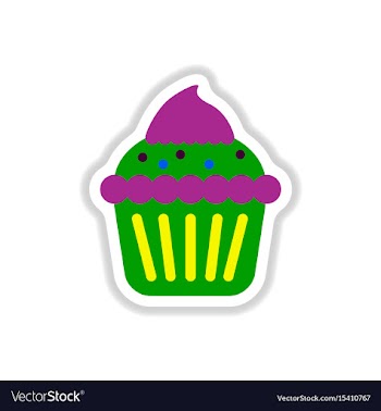In paper sticker style cupcake vector image