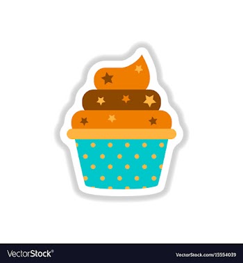 In paper sticker style cupcake vector image