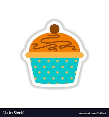 In paper sticker style cupcake vector image