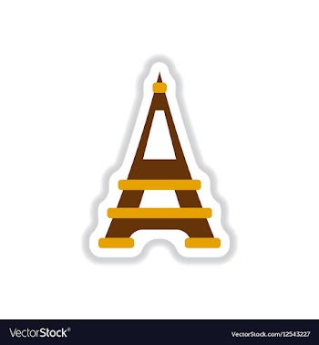 In paper sticker style Eiffel vector image