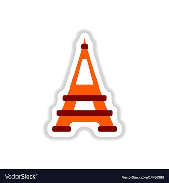 In paper sticker style eiffel vector image