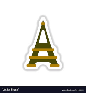 In paper sticker style eiffel vector image
