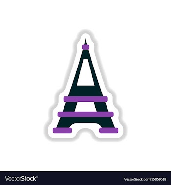 In paper sticker style eiffel vector image