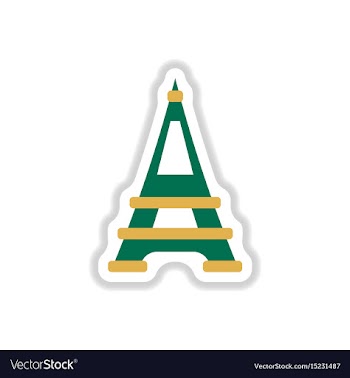 In paper sticker style eiffel vector image