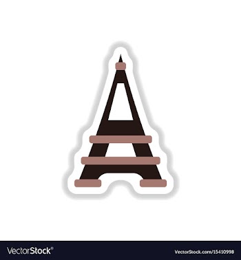 In paper sticker style eiffel vector image