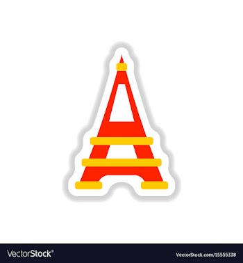 In paper sticker style eiffel vector image