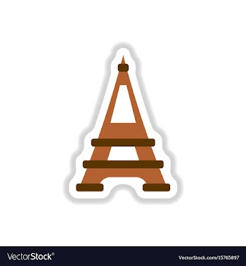 In paper sticker style eiffel vector image