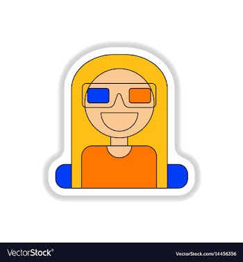 In paper sticker style girl at vector image