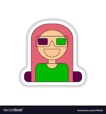 In paper sticker style girl at vector image