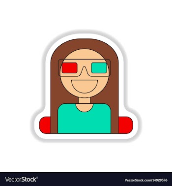 In paper sticker style girl at vector image