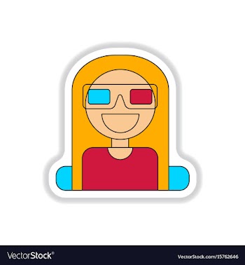In paper sticker style girl at vector image