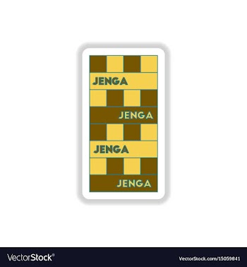 In paper sticker style jenga vector image