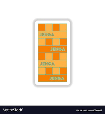 In paper sticker style jenga vector image