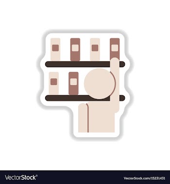 In paper sticker style library vector image