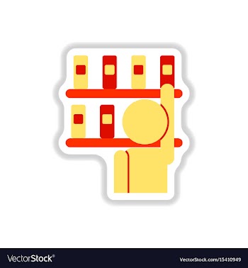 In paper sticker style library vector image