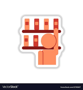 In paper sticker style library vector image