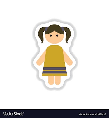 In paper sticker style little vector image
