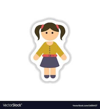 In paper sticker style little vector image