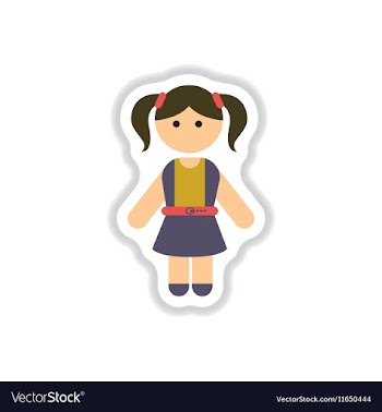 In paper sticker style little vector image