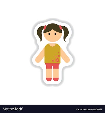In paper sticker style little vector image