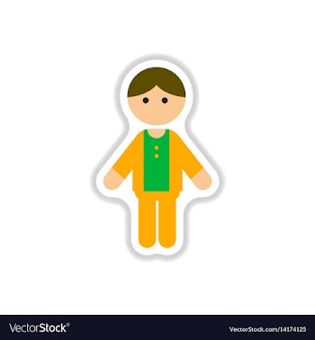 In paper sticker style little vector image