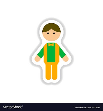 In paper sticker style little vector image