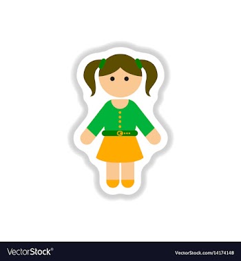 In paper sticker style little vector image