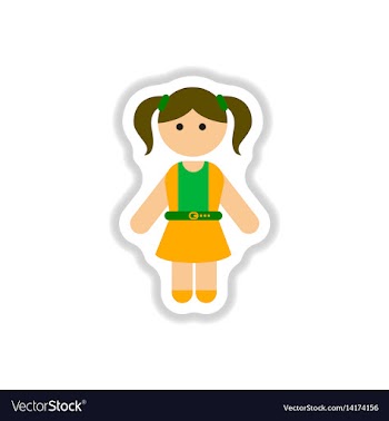 In paper sticker style little vector image