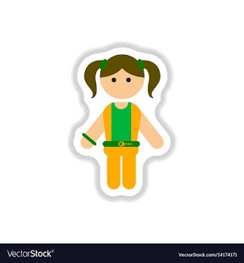 In paper sticker style little vector image