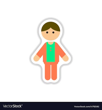 In paper sticker style little vector image