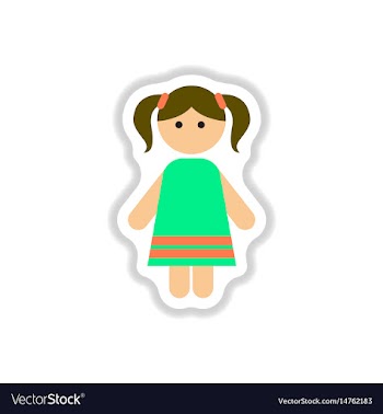 In paper sticker style little vector image
