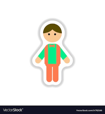 In paper sticker style little vector image