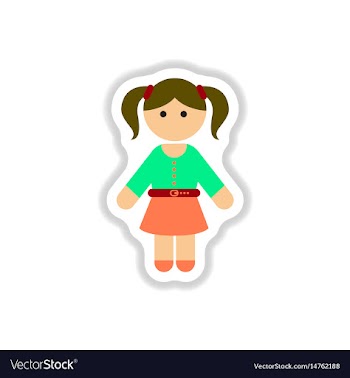 In paper sticker style little vector image