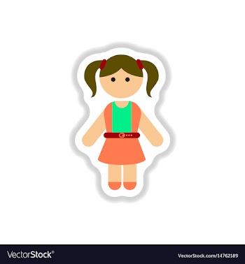 In paper sticker style little vector image