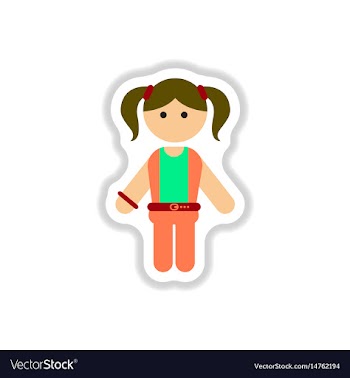 In paper sticker style little vector image