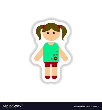 In paper sticker style little vector image