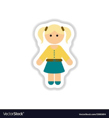 In paper sticker style little vector image