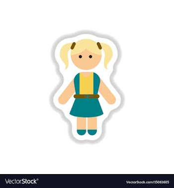 In paper sticker style little vector image