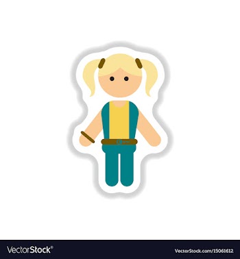 In paper sticker style little vector image
