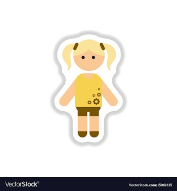 In paper sticker style little vector image