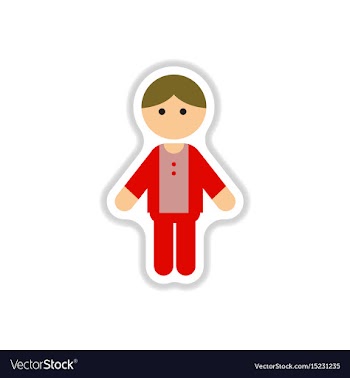 In paper sticker style little vector image